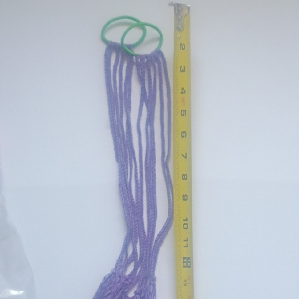 Handmade Purple Braided Hair Extensions with Green Elastic Bands